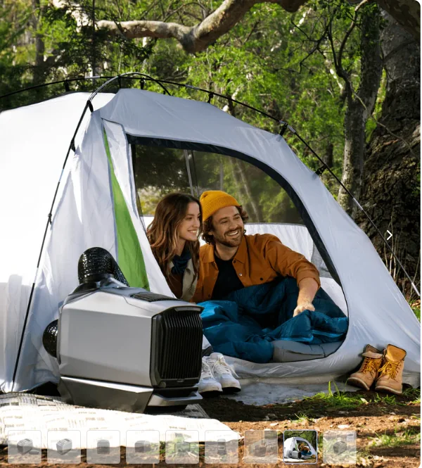 EcoFlow WAVE 3 positioned outside a camping tent
